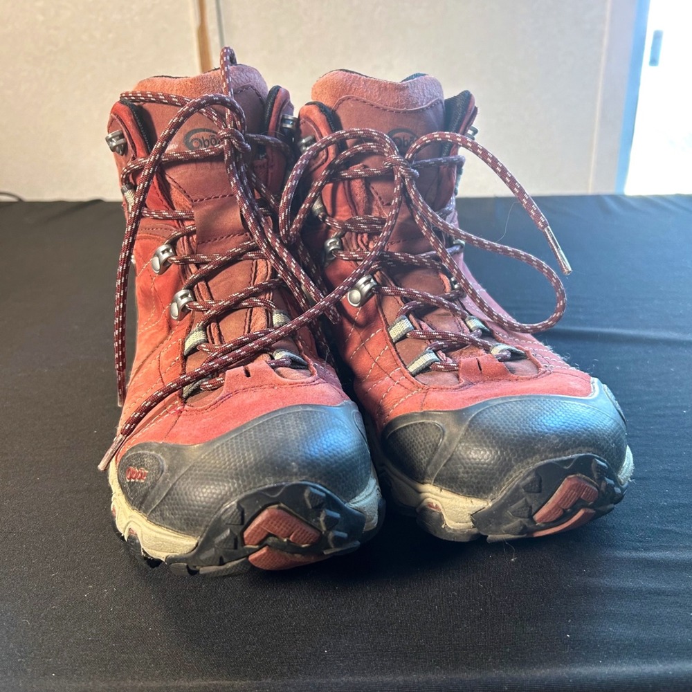 OBOZ Women's 10 bridger mid B-Dry Hiking Boots rio red waterproof gorpcore laces - Picture 3 of 7